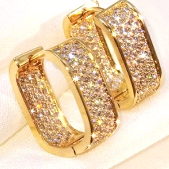 SQUARE 3/4 IN INSIDE OUTSIDE HOOPS YELLOW GOLD - Picture 2 of 3